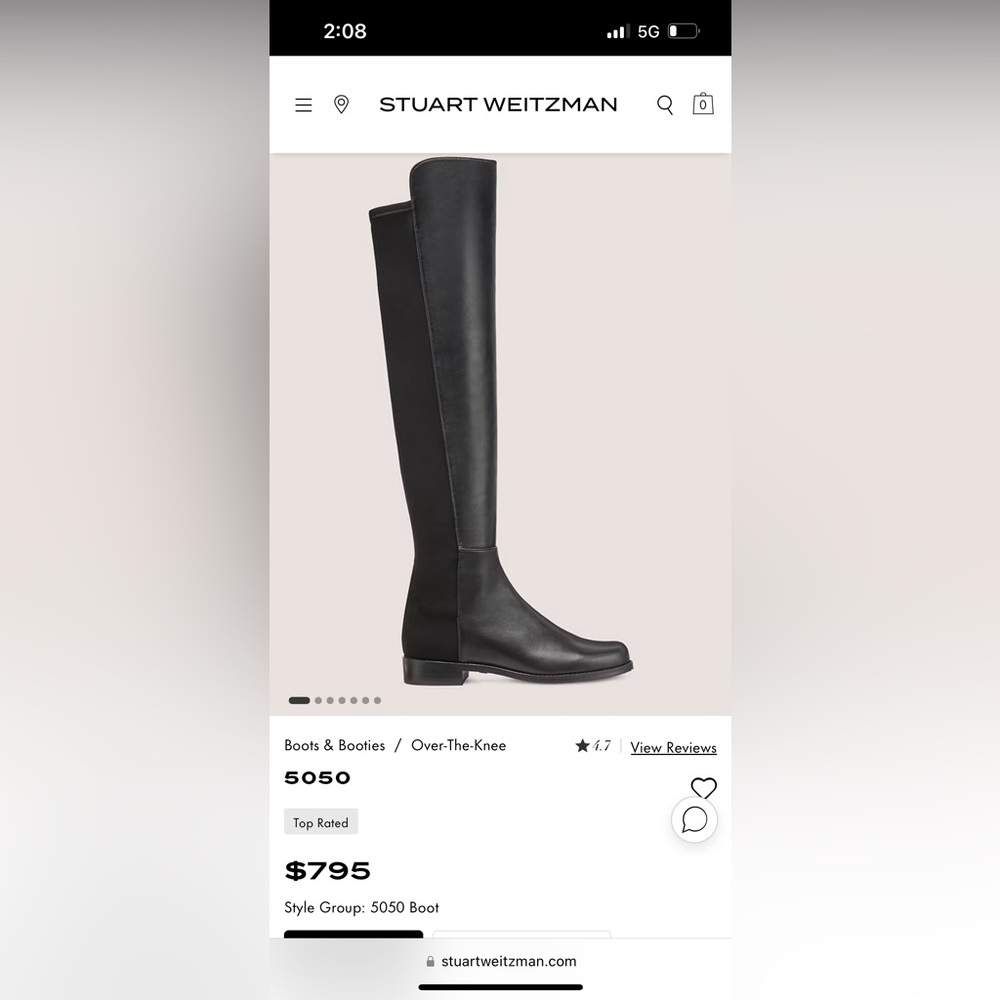 NWT Black Napa Leather STUART WEIZTMAM 5050 over the knee boots. Size 37